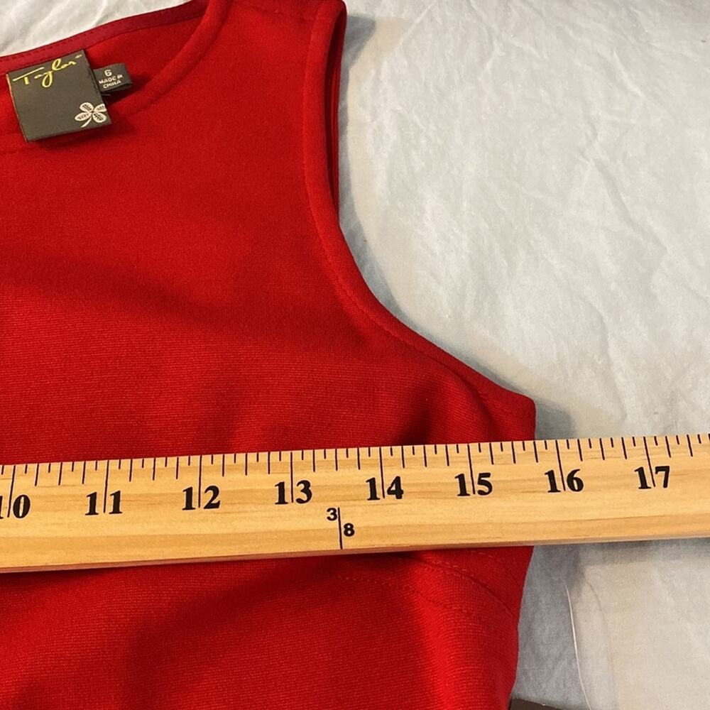 NEW Taylor Red Ruffle Bottom Ponte Sheath Dress Size 6 - Picture 5 of 8
